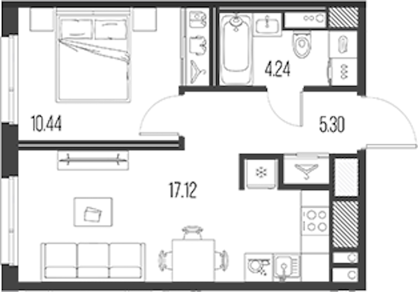 1-комнатная квартира 37.1 м², 2/10 эт., ЖК «LEGENDA Васильевского»